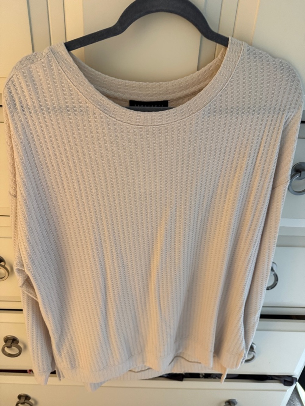 Sanctuary Cream Waffle Knit Crewneck Sweater